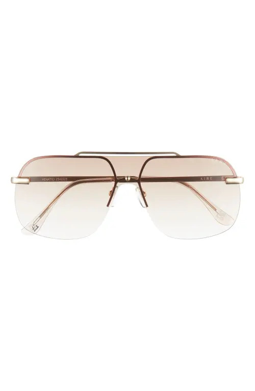 AIRE Venatici 137mm Aviator Sunglasses in Bright Gold /Light Brown Grad at Nordstrom | Nordstrom