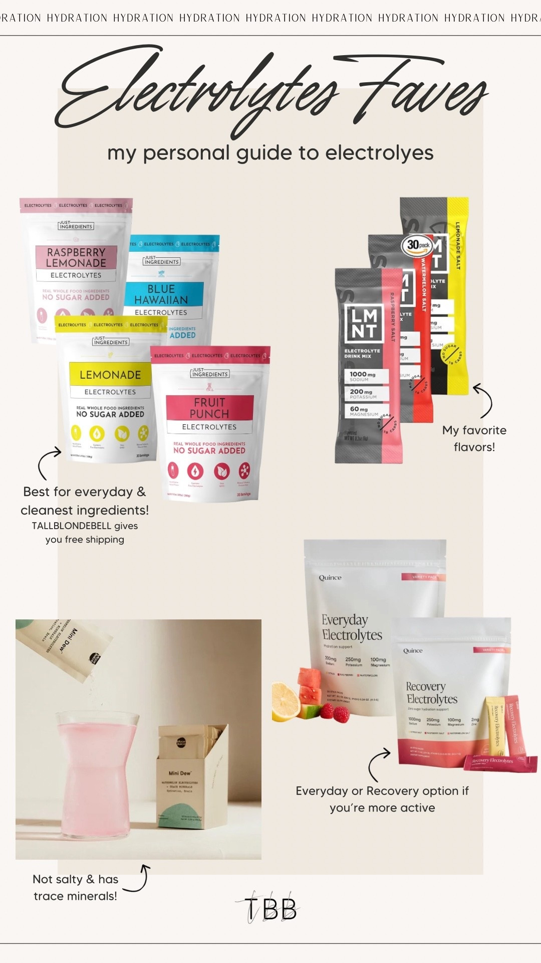 My go-to electrolytes and why I keep reaching for them! These actually make a difference in how I feel. Sharing my favorite flavors too 🤍

Use code TALLBLONDEBELL for free shipping on Just Ingredients electrolytes!

#LTKfitnessgoals #LTKselfcare #LTKActive