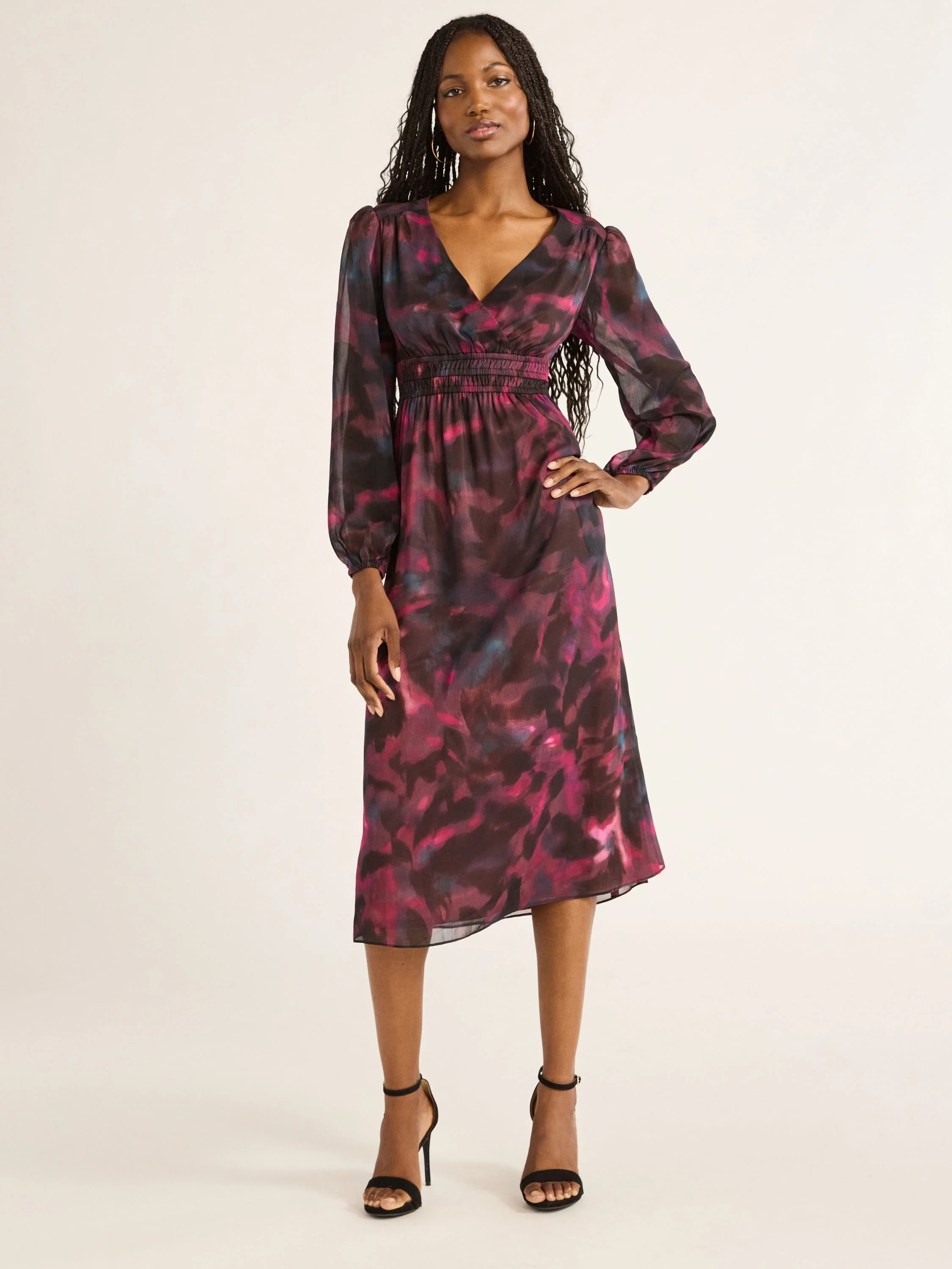 Sofia Jeans Women's Empire Dress with Long Sleeves, Mid Calf Length, Sizes XS-XXXL | Walmart (US)