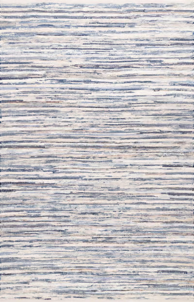 Blue Faded Denim Stripes Area Rug | Rugs USA