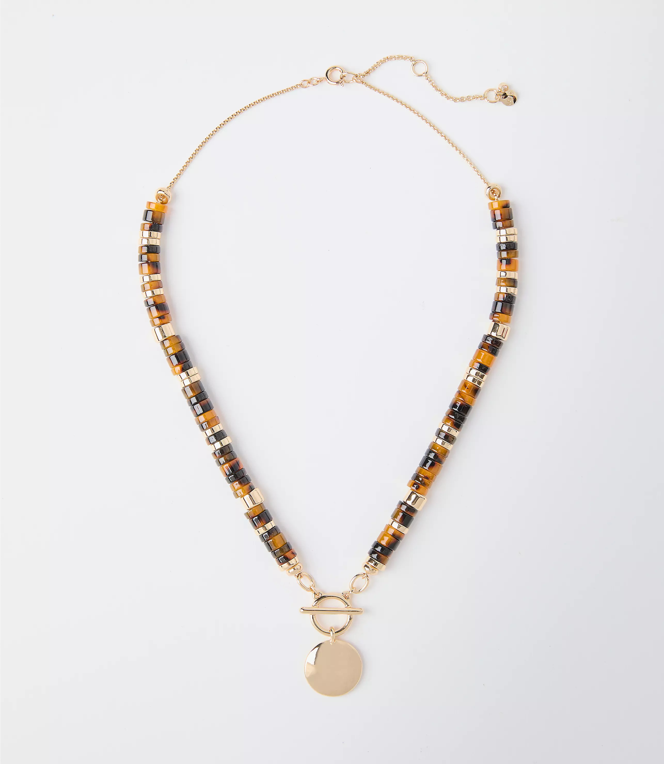 Tortoiseshell Print Spliced Coin Toggle Necklace | LOFT