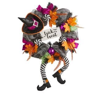 Home Accents Holiday 20 in Trick-Or-Treat Witch Mesh Halloween Wreath 22CD00360 - The Home Depot | The Home Depot