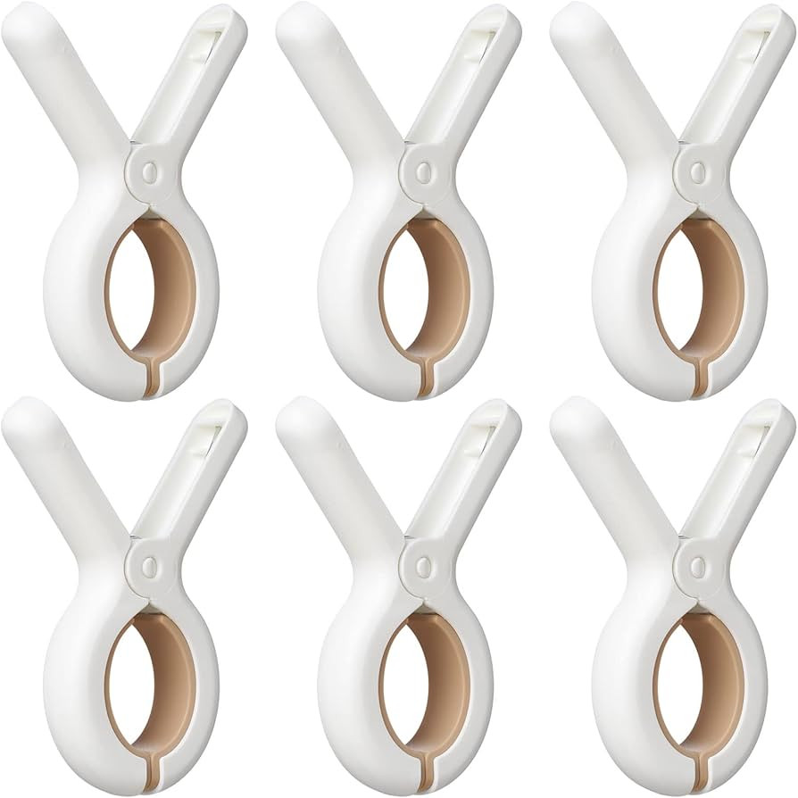 6 Pack Plastic Clothes Pins with Strong Anti-Rust Springs,Heavy Duty Beach Towel Clips,Laundry Cl... | Amazon (US)