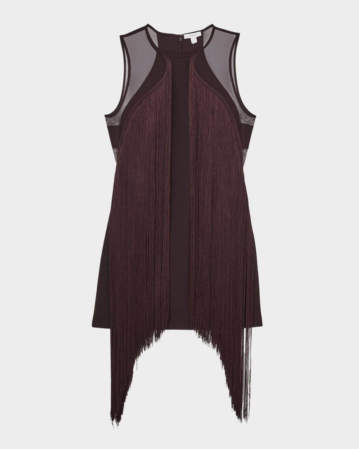 Farrow Fringe Sheer-Panel Mini Dress | Neiman Marcus