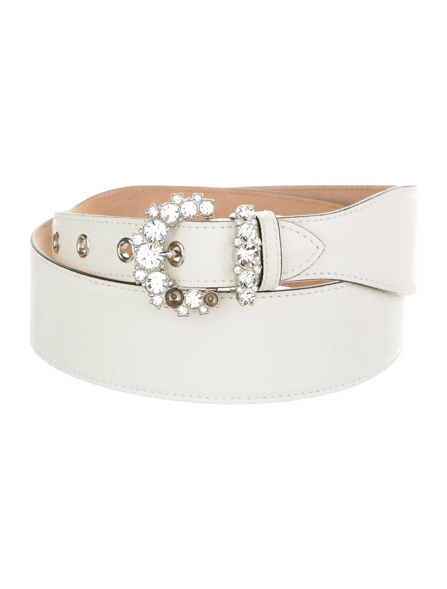 Leather Crystal Embellishments Belt | The RealReal