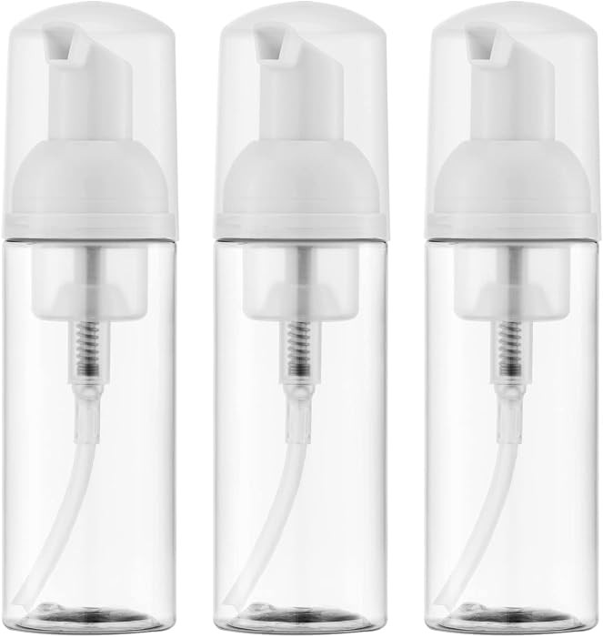 Travel Foam Pump Bottle, 2oz Small Size Foaming Soap Dispenser 3 Pack Clear | Amazon (US)