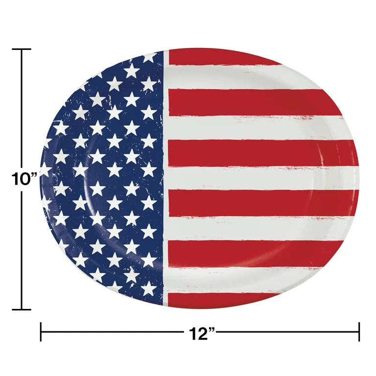 American Flag Oval Disposable Paper Plates, 10", 8 Ct. Way to Celebrate | Walmart (US)