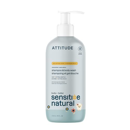 ATTITUDE 2-in-1 Shampoo and Body Wash for Baby, EWG Verified, Plant- and Mineral-Based Ingredients, Vegan and Cruelty-Free Products for Sensitive Skin, Unscented, 16 Fl Oz | Amazon (US)