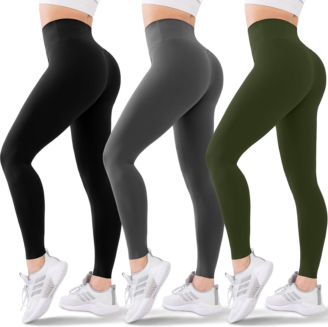 Blisset 3 Pack High Waisted Leggings for Women-Soft Athletic Tummy Control Pants for Running Yoga... | Amazon (US)