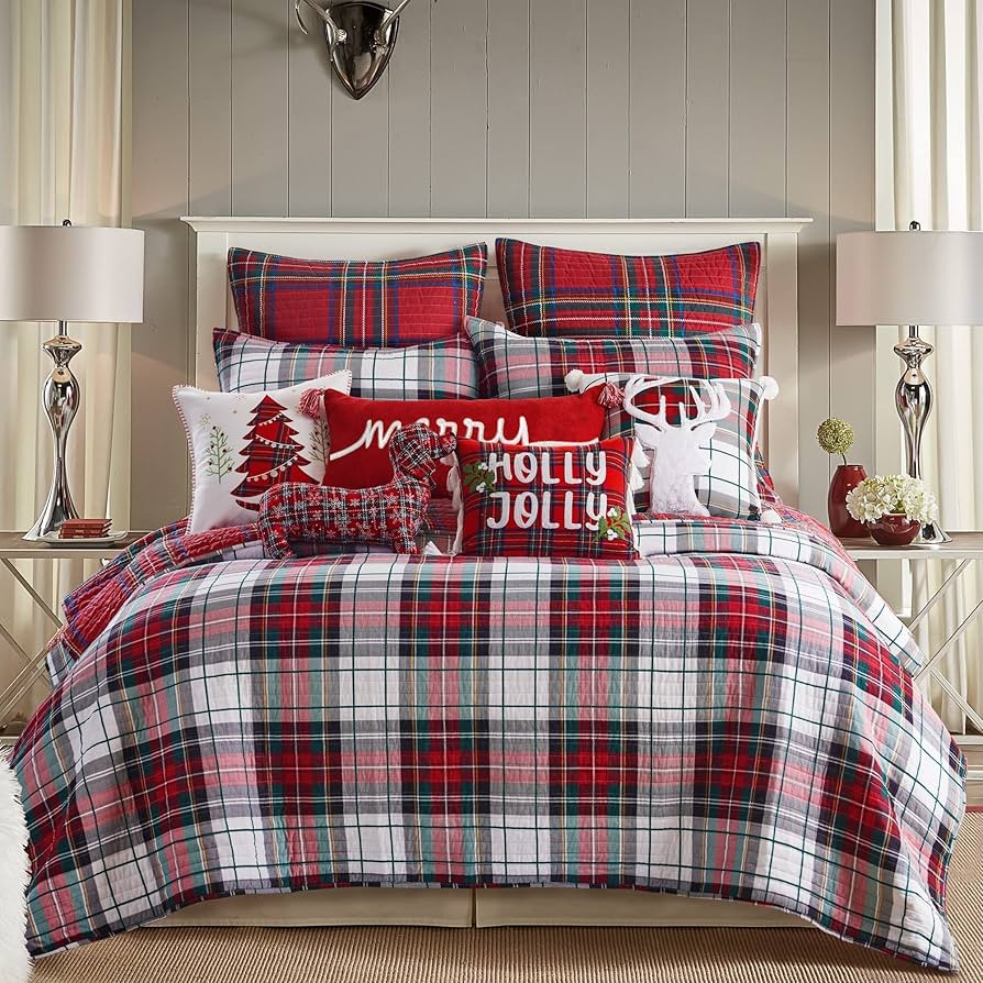 Levtex Home - Spencer Plaid Quilt - Full/Queen - Christmas Tartan Plaid - Red, Green, White, Blue... | Amazon (US)