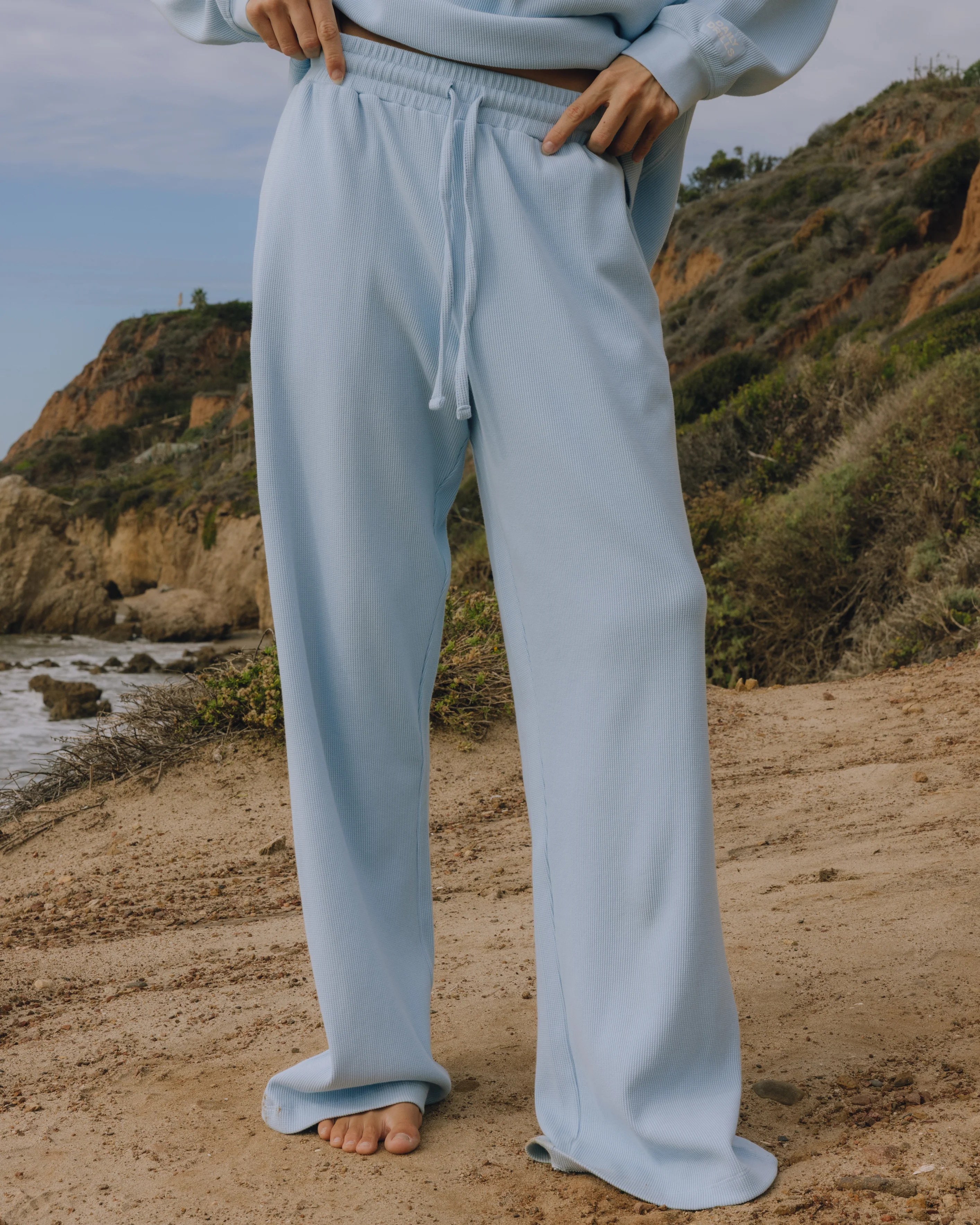Thermal Resort Pants - Powder with Monochrome Patch | Daily Drills LLC