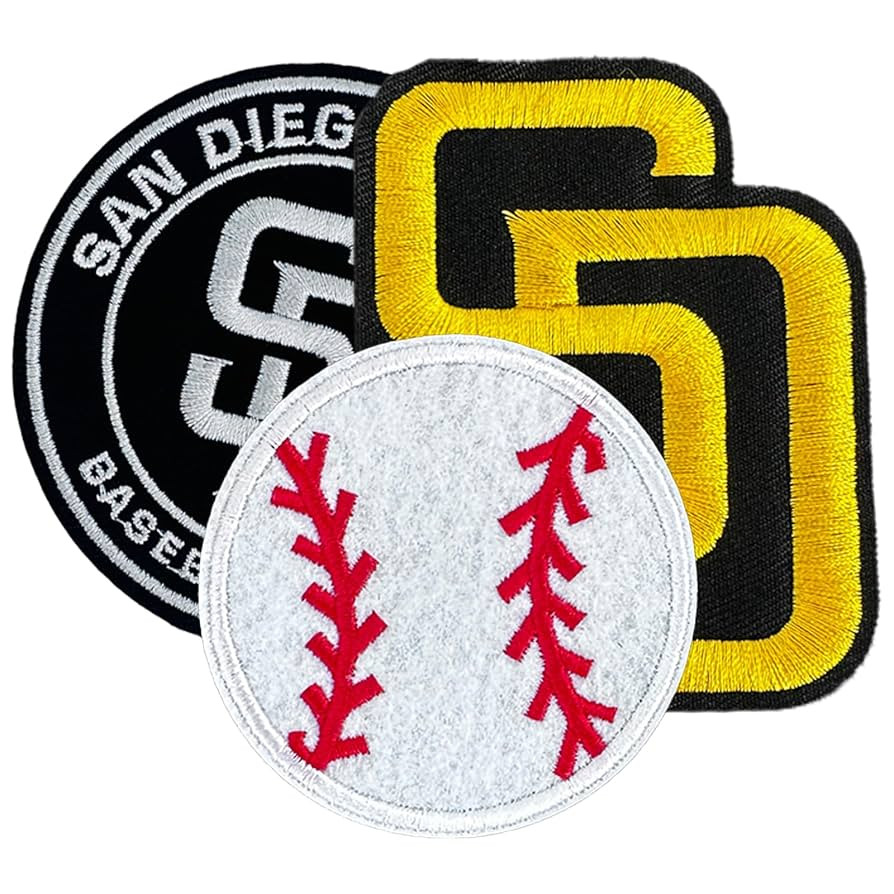3Pcs San Diego Baseball Iron On Patches - Embroidered Applique for Hats, T-Shirts, Backpacks, Jea... | Amazon (US)