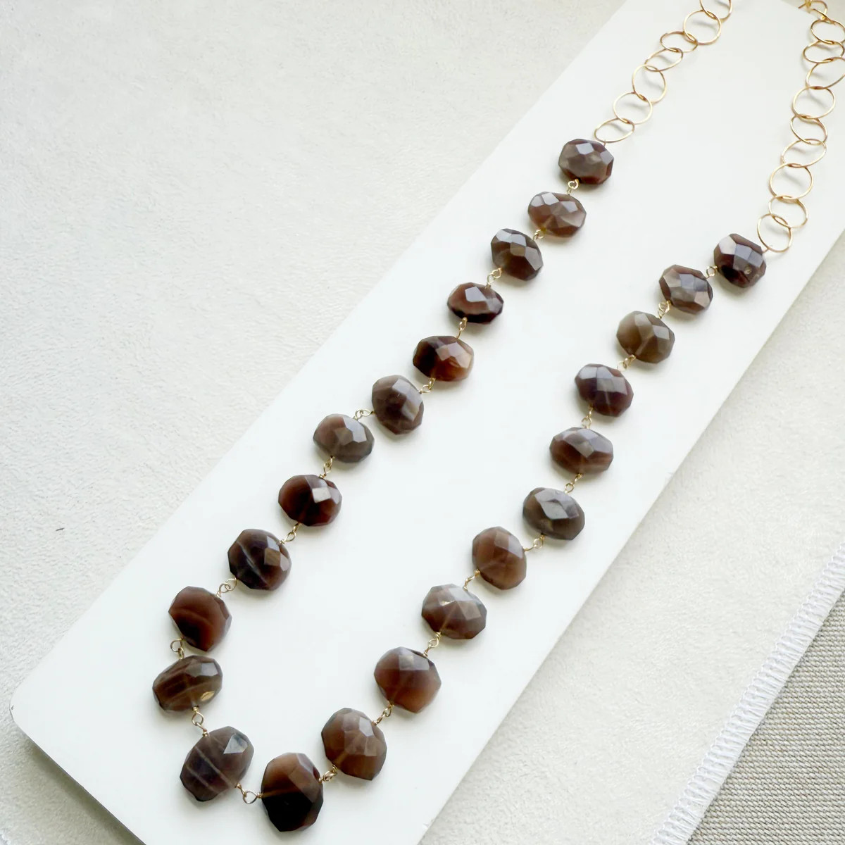 Circle Coffee Moonstone Necklace | Sarah Cornwell Jewelry