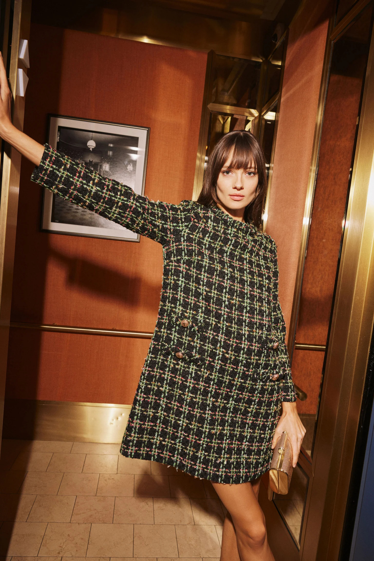 Cream Tweed Long Sleeve Jackie Dress | Tuckernuck (US)