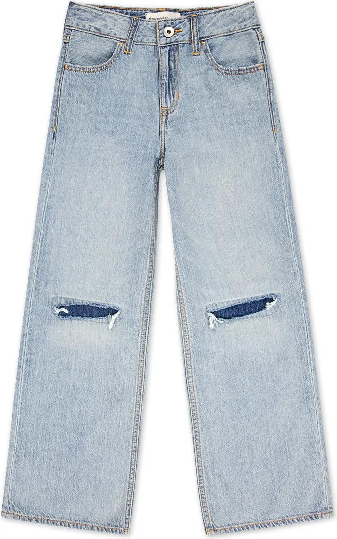 Kids' Ripped High Waist Wide Leg Jeans | Nordstrom