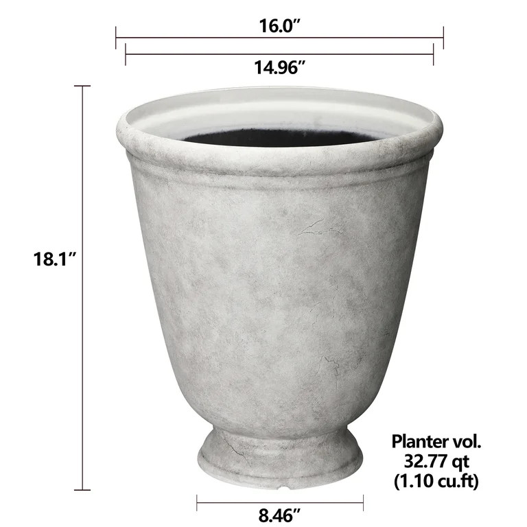 Better Homes & Gardens Ember Gray Recycled Resin Planter, 16in x 16in x 18.1in | Walmart (US)