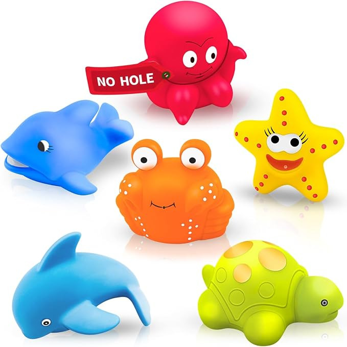 Bath Toys for Kids Ages 1-3, No Hole Ocean Sea Animal Pool Toys, Baby Toddler Bathtub Floating To... | Amazon (US)