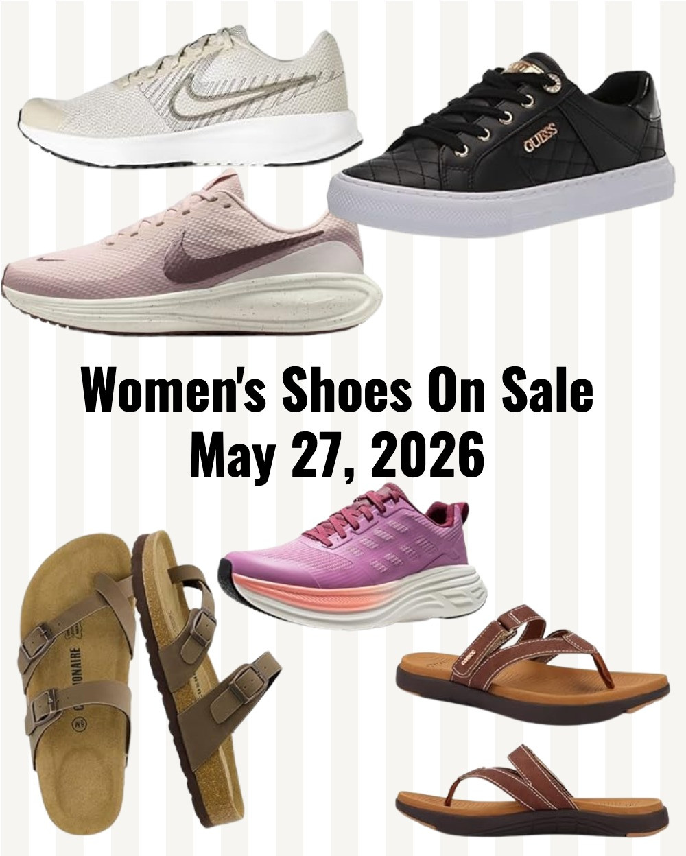 Happy May 27th! Today's exclusive women's footwear collage brings together the perfect balance of high-end fashion, athletic performance, and cloud-like relief.

Featuring top-tier deals on trending Nike and GUESS sneakers, alongside ultra-supportive cushion air sandals, and doctor-approved orthopedic summer sandals. From crisp, sporty street looks to daily walking support that saves your joints, find your perfect fit at an unbeatable price today only. 

 #LTKmomlife #LTKActive #LTKSaleAlert