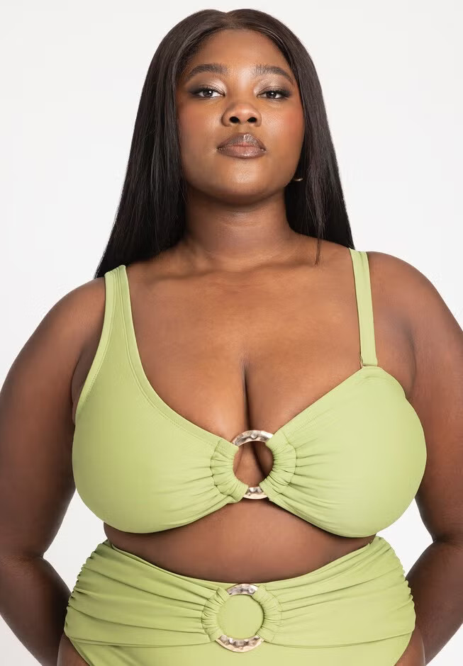 One Shoulder Ring Hardware Bikini Top | Eloquii