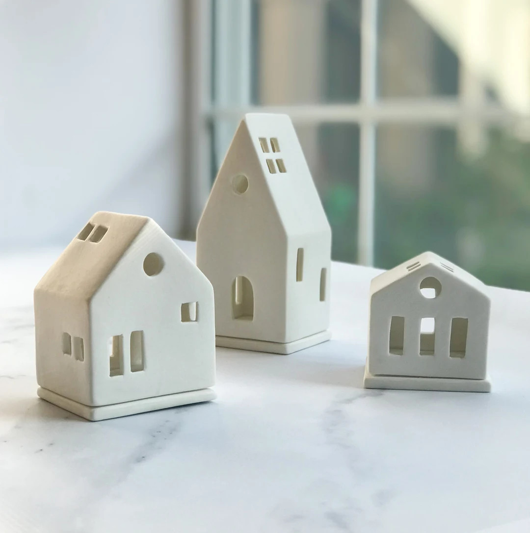 Set of 3 White House Tea Light Holders/ceramic House/modern - Etsy | Etsy (US)