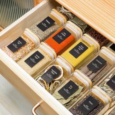 16-Piece 8-Oz Square Glass Spice Jars With Labels - Perfect For Storing Salt, Sugar, Pepper, And Tea; Essential For Seasoning Storage | Wayfair North America