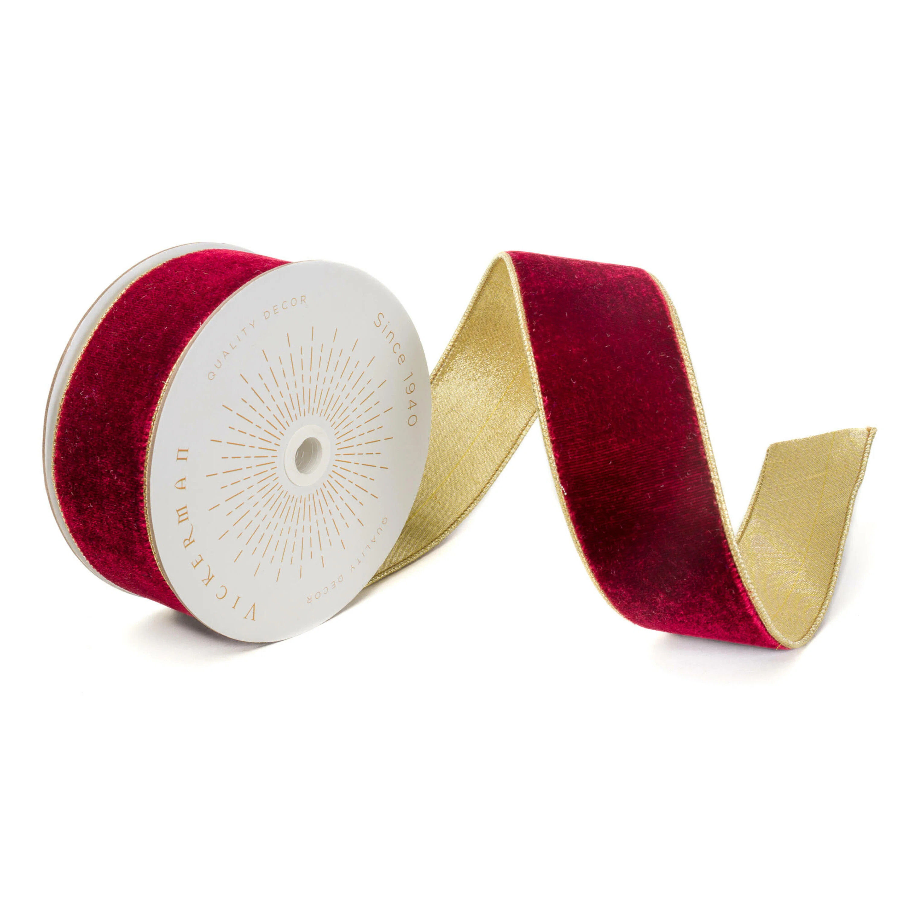 Vickerman 10 Yds Velvet with Gold Trim/Backing Ribbon. | Joss & Main