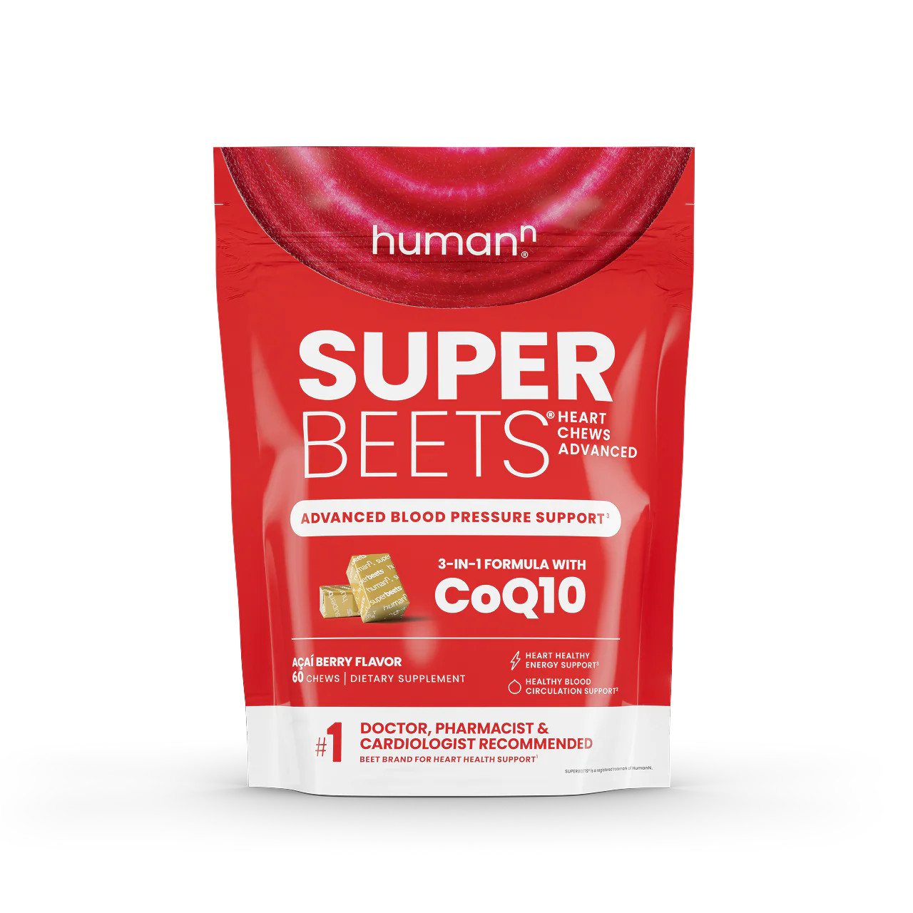 Superbeets® Heart Chews Advanced | Beet Root + CoQ10 | Humann | HumanN