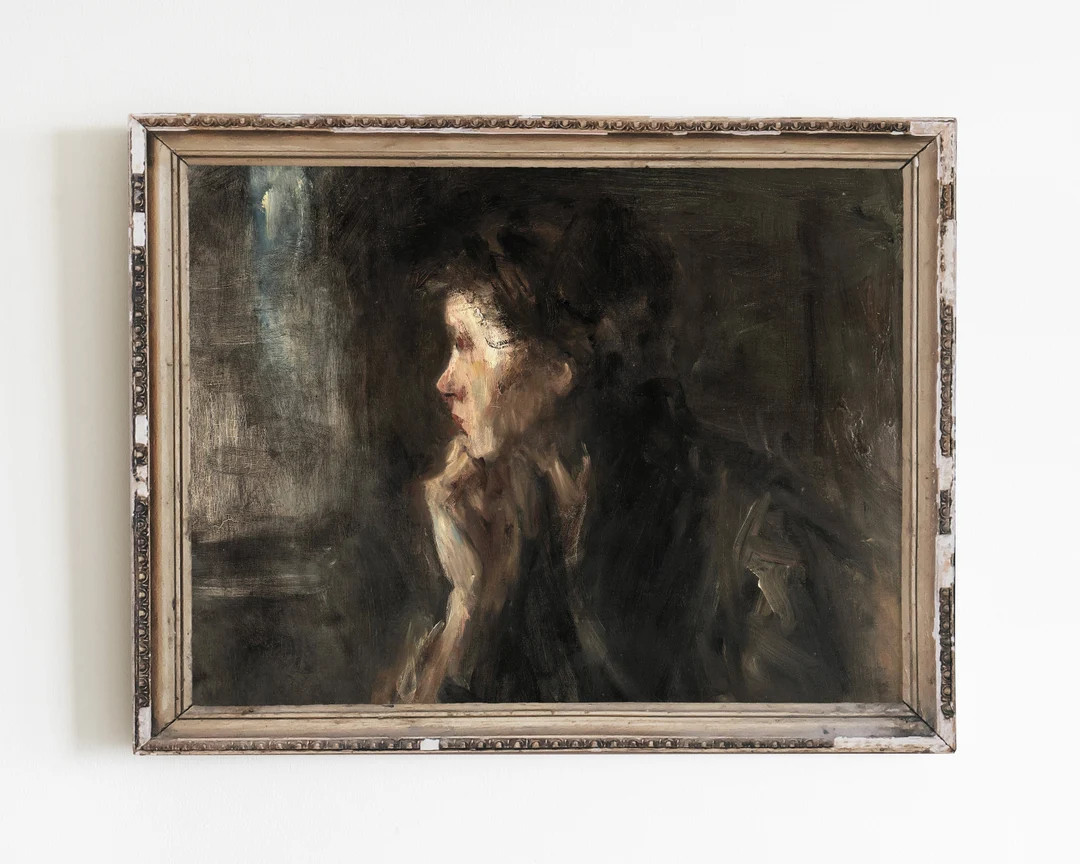 Vintage Woman Print Woman Painting Portrait Wall Art - Etsy | Etsy (US)