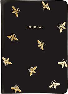 Eccolo Gold Bees Writing Journal, 256 Lined Page Notebook, Faux Leather Soft Cover, 5x7" | Amazon (US)