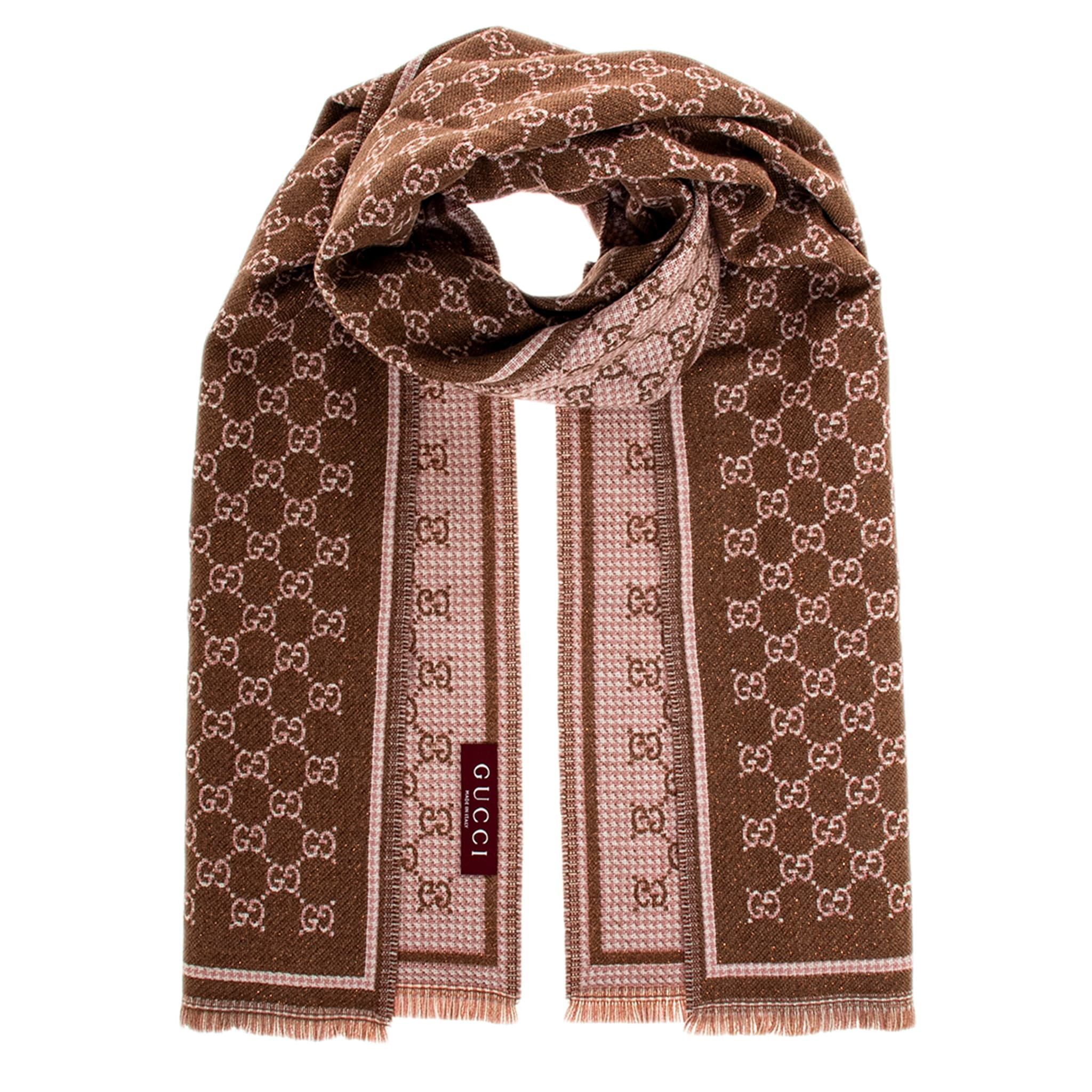 Gucci GG Wool Scarf with Metallic Thread - Overstock - 43537559 | Overstock