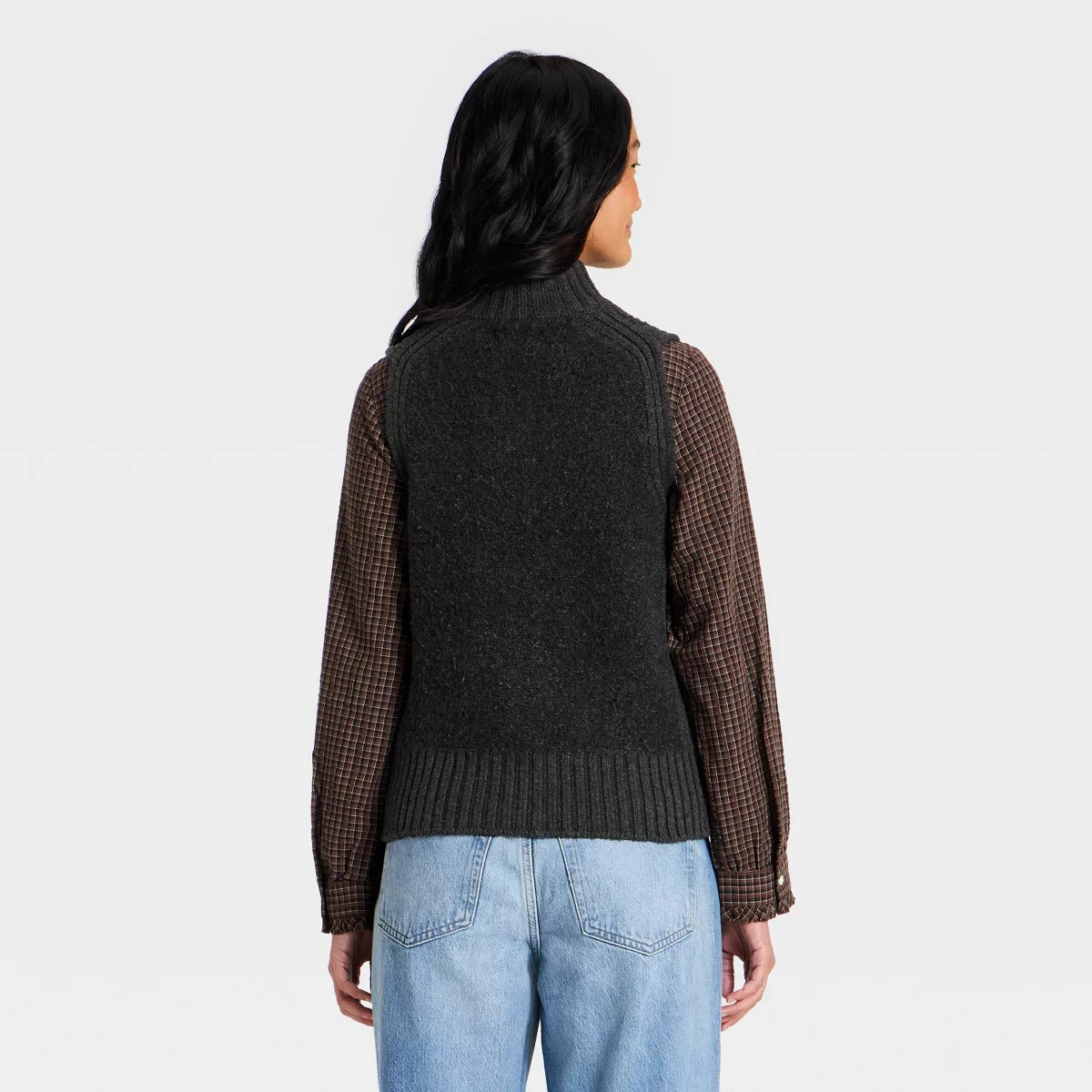 Women's Zip-Up Sweater Vest - Universal Thread\u2122 Charcoal Gray M | Target