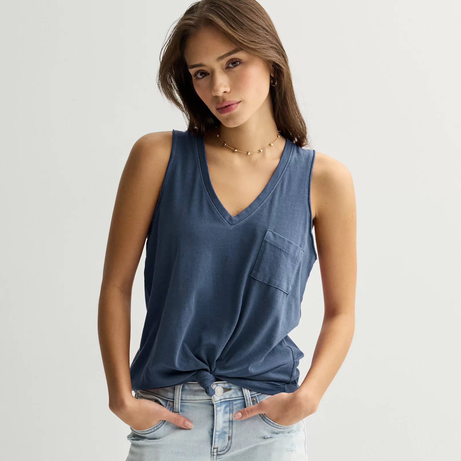 Juniors' SO® V-Neck Pocket Tank Top | Kohl's