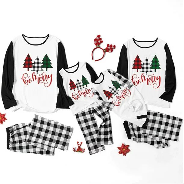 Family Matching Christmas Pajama Sets Christmastree Top Pants 2PCS Christmas PJs Bodysuits - Walm... | Walmart (US)