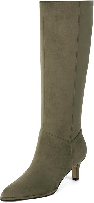 Women's Knee High Boots Kitten Heel Pointed Toe | Long Dress Boots Low Heel Casual Comfort Tall B... | Amazon (US)