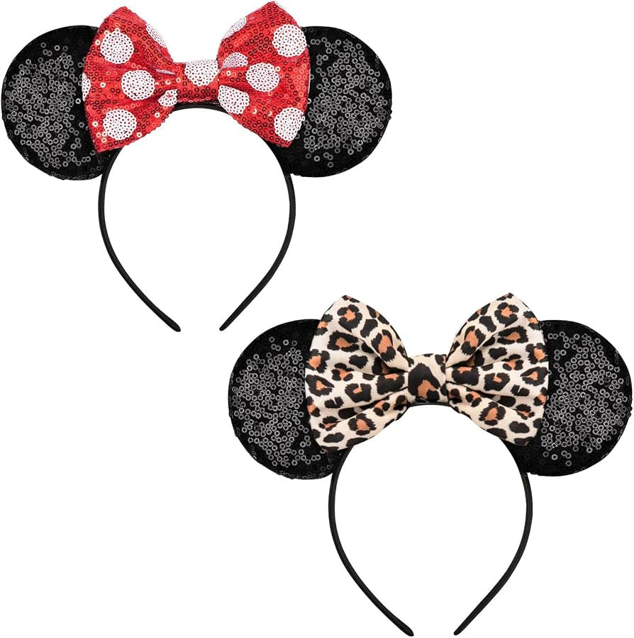 FANYITY Mouse Costume Ears,2 Pcs Mouse Ears Headbands for Girls & Women Party,Size Free (HEBD+BW) | Amazon (US)