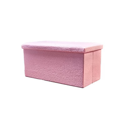 HomeRoots 30" Pink Boucle Storage Ottoman | Target