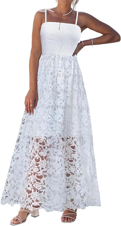 popvil Women Maxi Dress A-Line Spaghetti Strap Summer 2026 Sun Long Dress Boho Casual Flowy Smock... | Amazon (US)