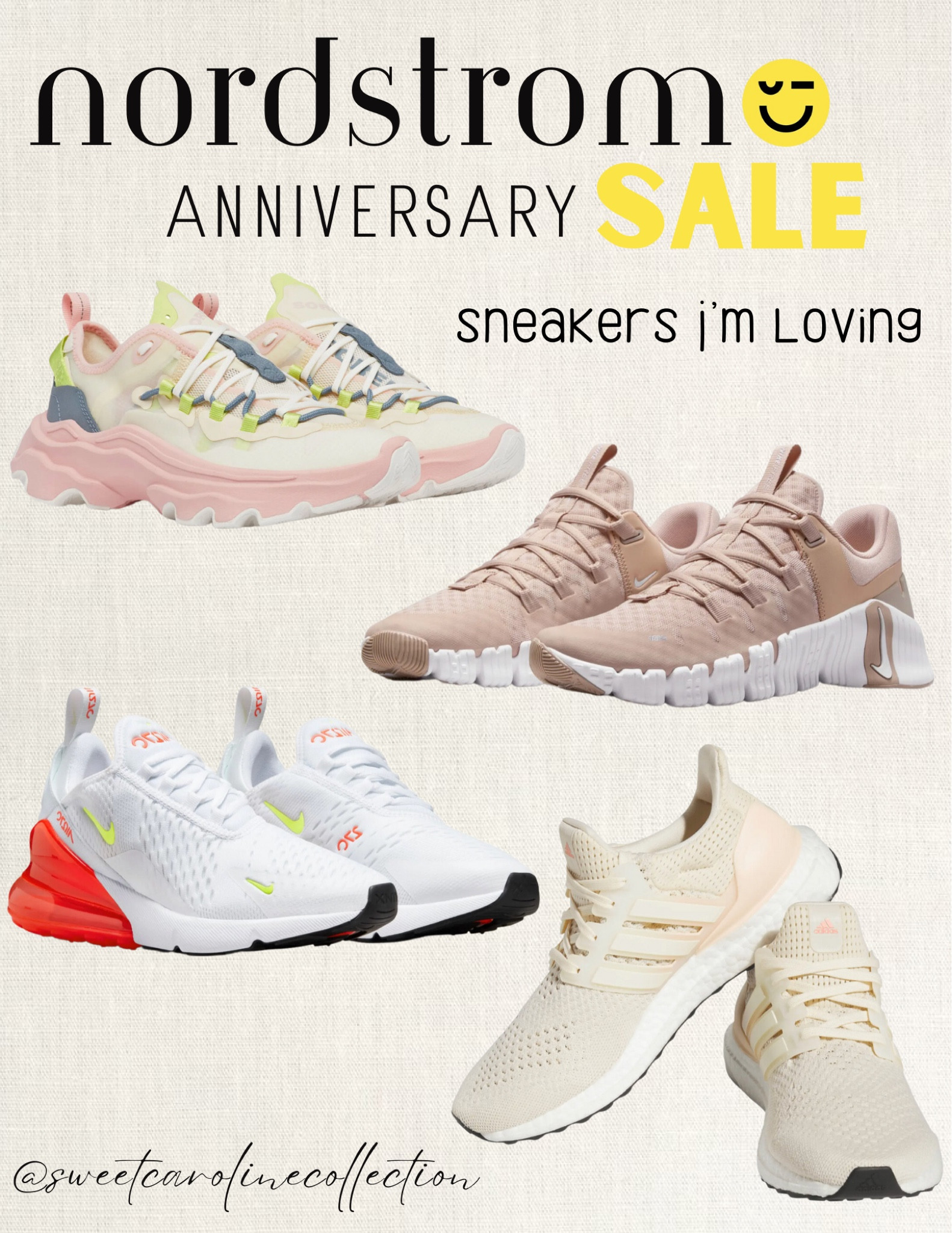 Nordstrom Anniversary Sale - sneakers I’m loving 👟

Nordstrom, sale, anniversary sale, accessories, sorel, cloudswift, ultraboost, sneakers, tennis shoes, adidas, new balance, Nike, hoka, on cloud, active, running shoe, fall fashion, boots, knee high boots, heeled boots, schutz, Marc fisher, All Saints, shoes, flats, mules, loafers, Steve Madden, workwear, Marc fisher, Franco Sarto, Cole haan, Lisa Vicky, open edit, linea paolo, BCBG, hat, earrings, ring, necklace, jewelry, sunglasses, purse, bag, watch, Kate spade, Gucci, Tom ford, tissot, Burberry, Michele, lele sadoughi, rag & bone, makeup, osea, necessaire, body wash, eye makeup, mascara, nars, supergoop, sunscreen, hair oil, moroccanoil, Donna Karan New York, olaplex, shampoo, conditioner, too faced, Drybar, Elemis, cleansing balm, the ordinary, dr. Dennis, T3, hair dryer, Dyson airwrap, setting spray, Mac, st. Tropez, self tanner, face wash, maison margiela, lotion, Burberry, YSL beauty, Sunday Riley, Tom ford, Chloe, Tula, U beauty, Drybar, Armani, beauty, skincare, charlotte tilbury, lancome, my way, perfume, fragrance, replica, beach walk, lip gloss, lip kit, facial serum, Laura mercier, the ordinary, brow serum, deodorant, setting spray, Dior, brush set, robe, home, kitchen, suitcase, travel, candle, hydro flask, beis, voluspa, Ugg, diptyque, Viking, vacay, vacation, travel bag, Jo Malone London, fellow, ice bucket, matouk, moccamaster, down comforter, sheets, duvet, bedding, bedroom, blanket, cake stand, Crosley, purse, diffuser, fragrance, pot and pan set, tea pot, tea kettle, nest, electric tea kettle, candle set, luxe, barefoot dreams, slippers, candle, fuzzy socks, Ugg, pajama, pajama set, pjs, blanket, cozy, style, fashion, lounge set, home, bathroom, must have, best seller, top seller, bedroom, under 400, under 300, under 200, under 100, under 50, sweet Caroline collection

#LTKsalealert #LTKxNSale #LTKshoecrush