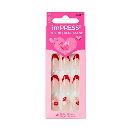 KISS imPRESS Valentine’s Day Press On Nails Almond Lover Medium 30 Count | Walmart (US)