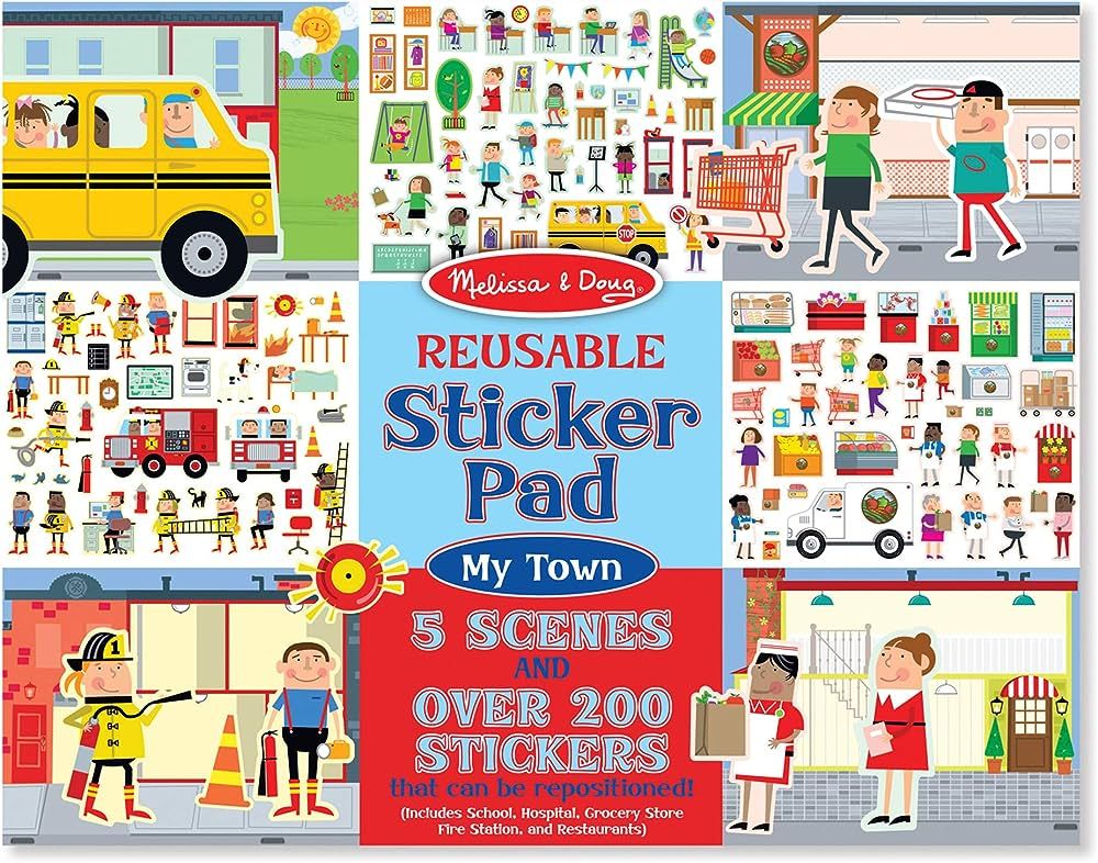 Melissa & Doug Reusable Sticker Pad: My Town - 200+ Stickers and 5 Scenes | Amazon (US)