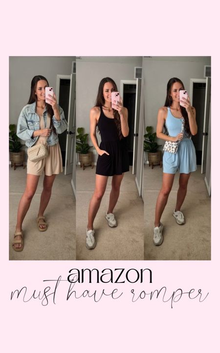 Must have flowy Amazon romper and 3 ways to style it!
I’ve been wearing this non stop! It’s so comfy and good quality!! It even had biker shorts underneath so it isn’t see through! 

**sizing: 
Romper: small, fits tts
sneakers: 8.5, fit tts
Sandals: 8.5, fit tts
I linked similar Jean jackets!


#amazonfashion #romperoutfit #amazonfaves #springoutfit #amazonmusthaves #amazonfashion2024

#LTKfindsunder50 #LTKstyletip #LTKVideo