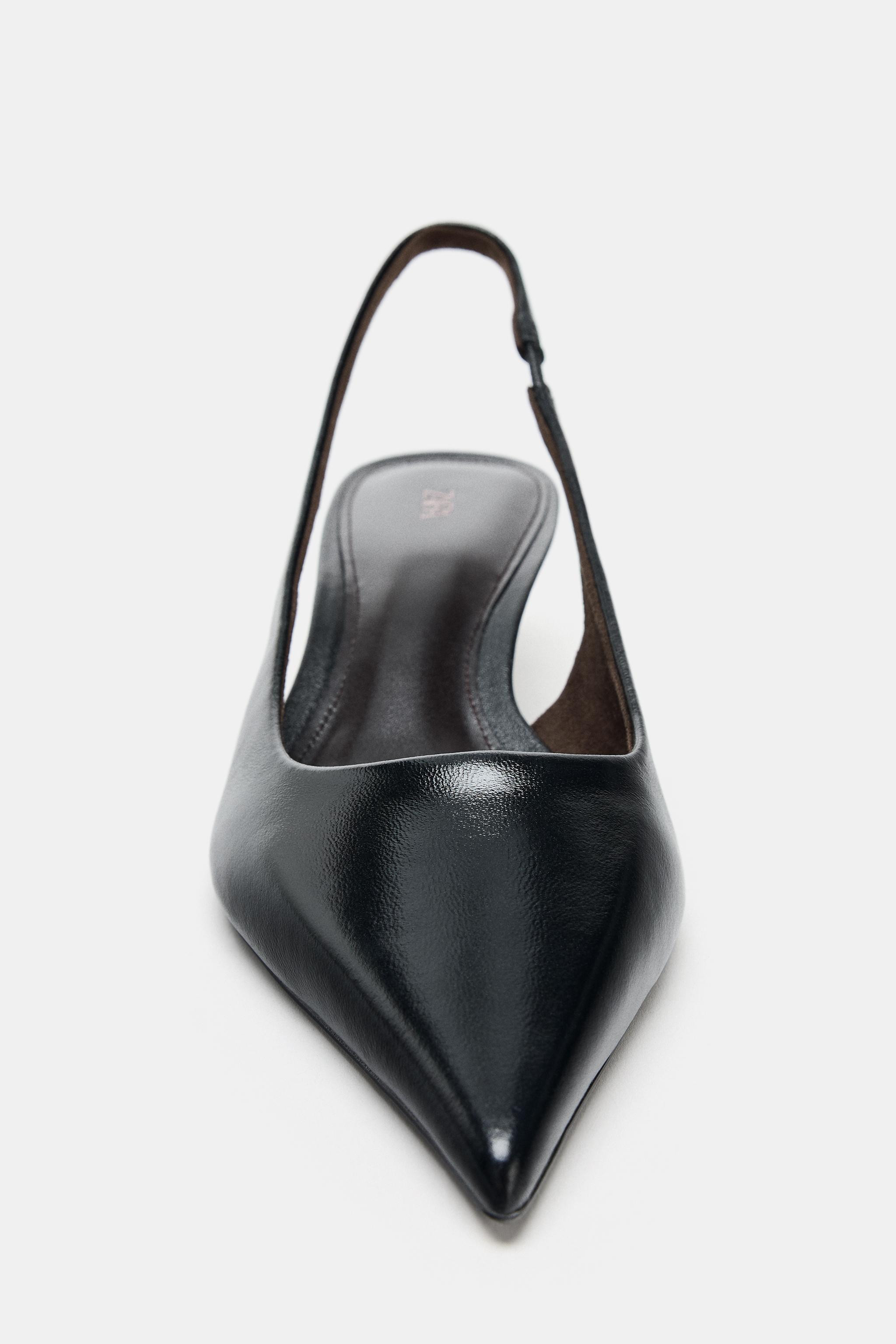 LEATHER SLINGBACK SHOES | Zara US