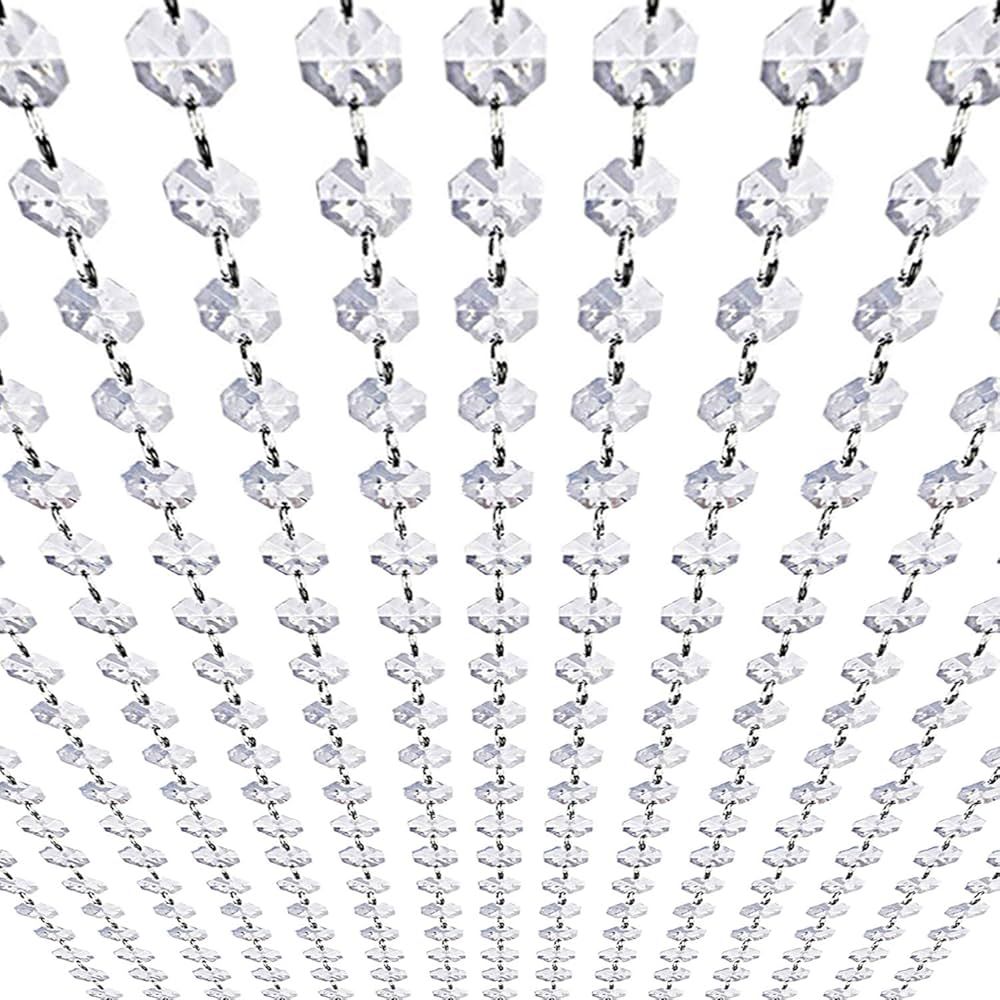 99ft Acrylic Crystal Garland Strands - Hanging Chandelier Gem Bead Chain - 14mm Clear Octagon Pri... | Amazon (US)