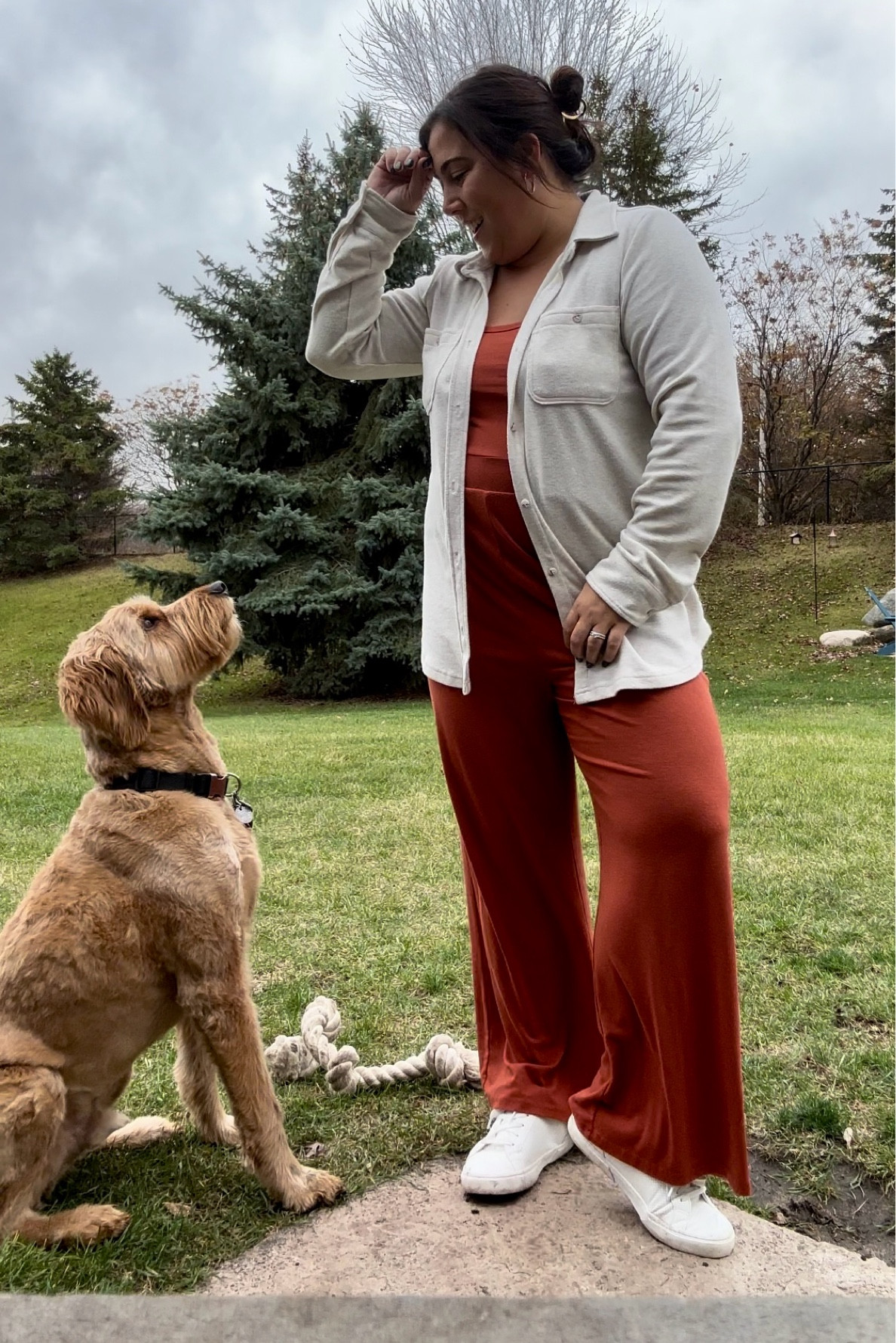 🍂 paired a cozy button up over one my favorite jumpsuits today for daycare drop off 🍁

You’re looking at a brand new pair of New Day tennis shoes because I wore holes in my last pair from wearing and loving them so much! 

Cooper appreciated a little playtime before I dove in to my daily writing sprints 🥰

#LTKMidsize #LTKFindsUnder50