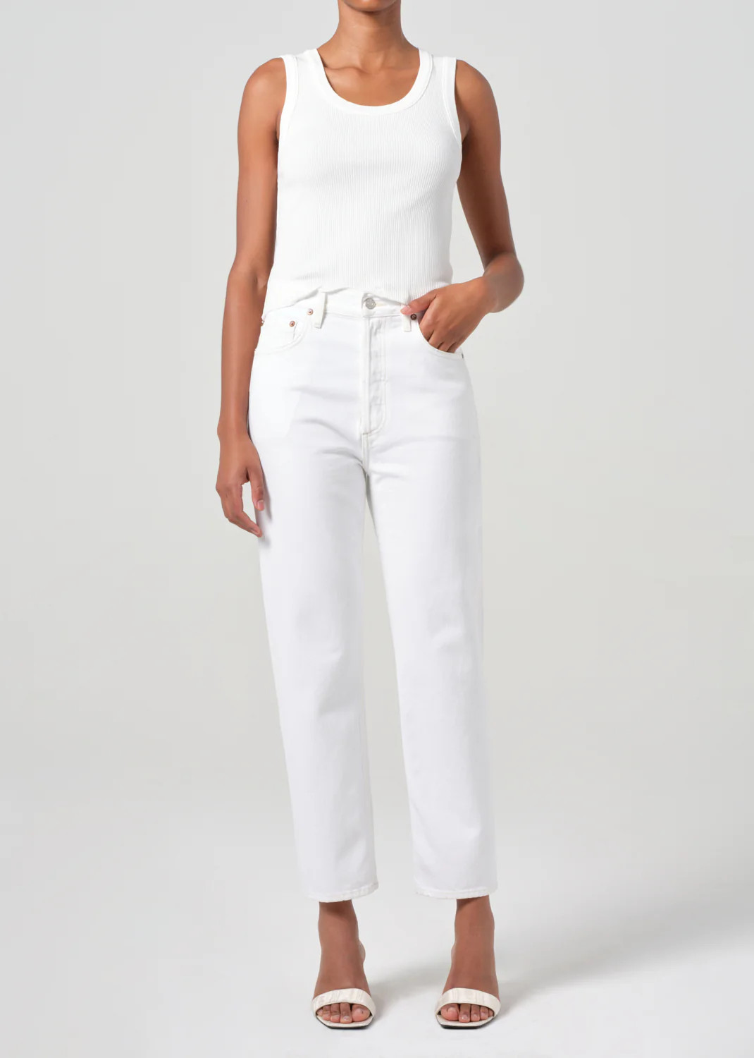 90's Pinch Waist Crop in Marshmallow | AGOLDE