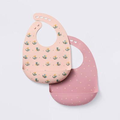 Silicone Bibs - 2pk - Flowers/Dots - Cloud Island™ | Target