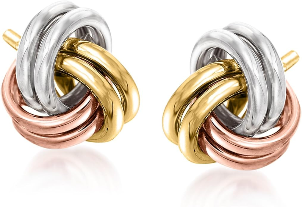 Ross-Simons 14kt Tri-Colored Gold Love Knot Earrings | Amazon (US)