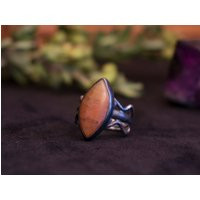 Handmade Orange Agate Ring | Marquise Sterling Silver Blackened Sunset Colored Stone| Oxidized .999.925 | Etsy (US)
