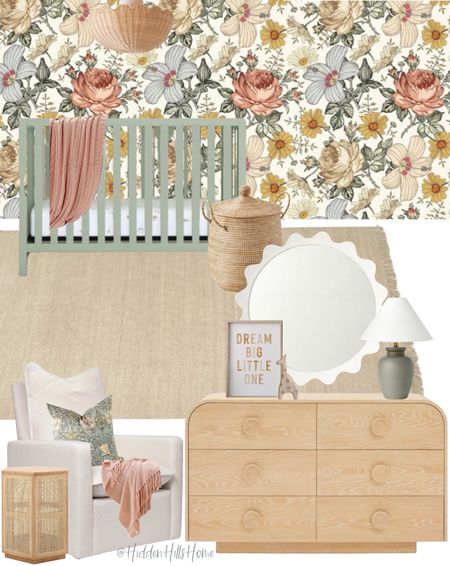 Nursery, girls nursery, floral nursery, wallpaper, baby decor, crib #baby

#LTKhome #LTKbump #LTKfamily