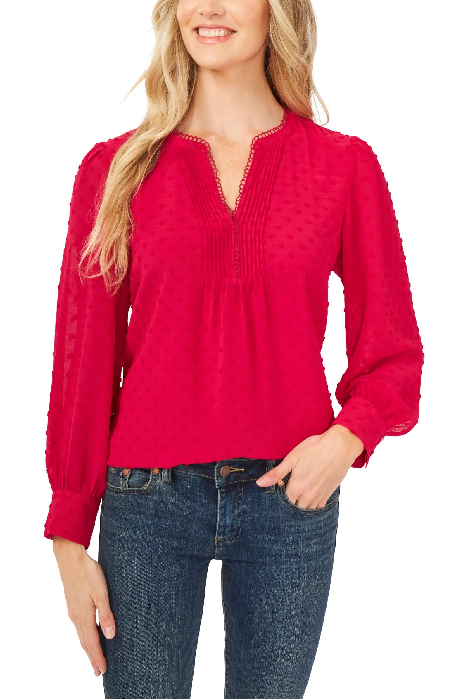 Clip Dot Long Sleeve Blouse | Nordstrom